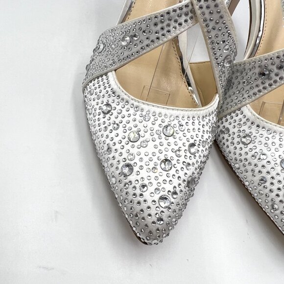 Jessica Simpson Womens 6.5 Accile White Jeweled Stiletto Heels Pumps‎ Shoes - Picture 4 of 14